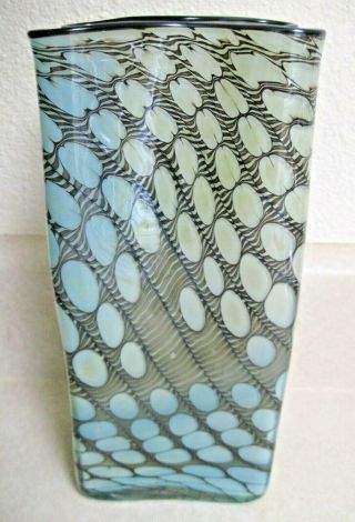 Unique Signed Tom Philabaum - Carlson Studio Reptilian Art Glass Vase A40 1984