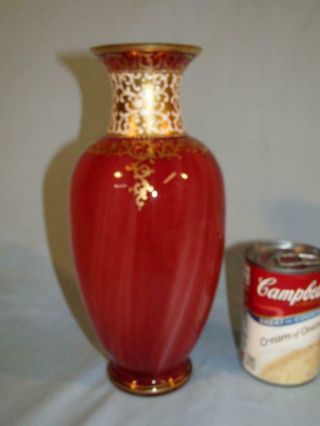Antique 10 " Loetz Carneol Marmorietes Art Glass Enameled Vase