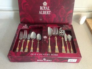Royal Albert Old County Roses 45 Piece Flatware Set