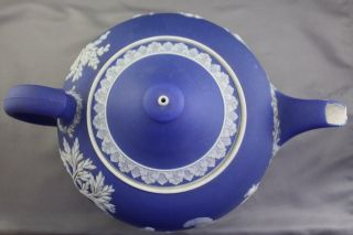 Antique Wedgwood Only Cobalt Dip Jasperware Teapot 19th Century Classical Relief 5