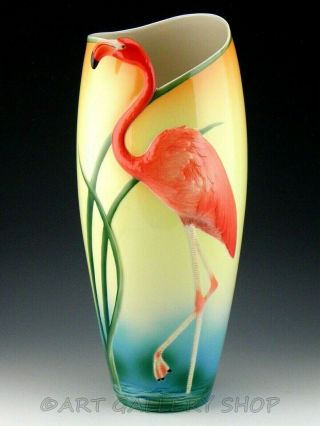 Franz Porcelain Fz00075 Flamingo Bird 17 " Tall Large Vase Art Deco