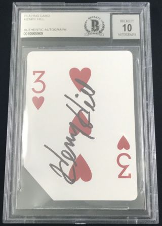 Henry Hill Signed Playing Card Goodfellas Movie Mobster Beckett Bas Grade 10