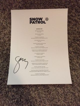 Gary Lightbody Snow Patrol Signed Autograph Chasing Cars Lyrics Sheet A