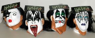 Kiss Band 1997 Halloween Mask Set W/ Hair Illusive Concepts Header Cards