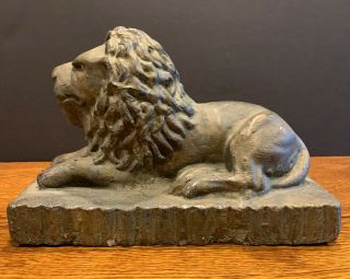 Antique Sewer Tile Stoneware Lion With A Bronze Glaze - Great Looking Circa 1800 