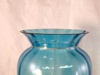 Antique Victorian MARY GREGORY Blue Blown Glass Hand Painted Scene Mantle Vase 6