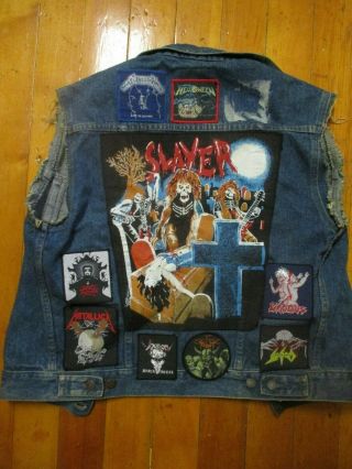 Vintage 80s Death Black Metal Battle Jacket Slayer King Diamond Venom Patch Pin