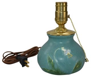 Ephraim Faience Pottery 1996 - 97 Bell Flower Blue Lamp Base 852