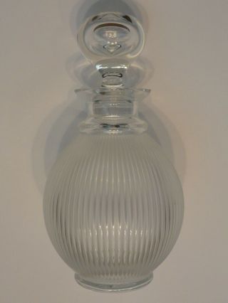 Lalique France Crystal Langeais Frosted Ribbed Decanter W/ Stopper,  Signed