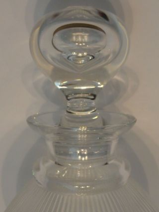 Lalique France Crystal Langeais Frosted Ribbed Decanter w/ Stopper,  Signed 3