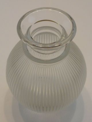 Lalique France Crystal Langeais Frosted Ribbed Decanter w/ Stopper,  Signed 6