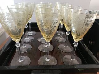 Fostoria June Topaz Water Goblets / Glasses,  12 Ct 8 1/4 "