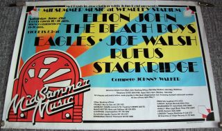 Elton John The Beach Boys Eagles Festival Poster Sat 21st June 1974 Wembley Uk