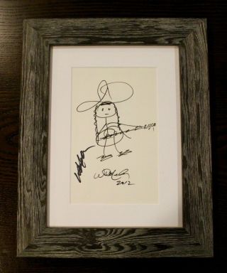 Willie Nelson Signed And Hand - Drawn Self - Portrait Doodle