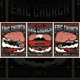 Eric Church Poster Set Detroit Michigan Double Down Tour 02/2019 Artist S/n /50