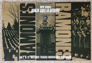 Vintage Ramones Bonzo Goes To Bitburg Promo Poster Punk Clash Sex Pistols Hey Ho