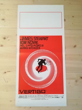 Vertigo Movie Poster 12x27 " R1996 Italian Rare Hitchcock By Harris Katz