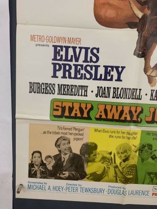 STAY AWAY JOE Movie Poster (Fine -) One Sheet 1968 Folded Elvis Presley 4321 5