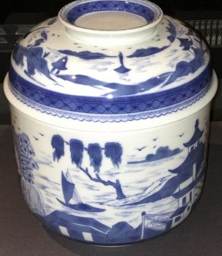 Mottahedeh Blue Canton Temple Jar With Lid By Vista Alegre