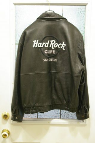 Hard Rock Cafe San Diego Leather Jacket With All Access Pin Size Men L