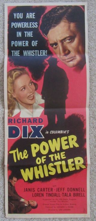 Power Of The Whistler 1945 Insrt Movie Poster Fld Richard Dix Ex
