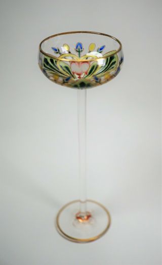 Theresienthal Meyrs Neff Art Nouveau Bohemian Enameled Art Glass Cordial - A