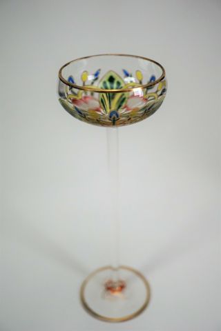 Theresienthal Meyrs Neff Art Nouveau Bohemian Enameled Art Glass Cordial - A 3
