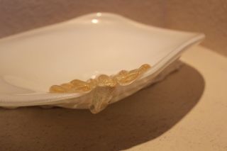 Alfredo Barbini Murano Gold Flecks Italian Art Glass Conch Seashell Bowl