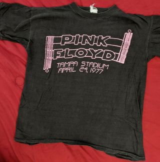 Vintage Pink Floyd T - Shirt - Tampa Stadium - 1977 - Animals Tour - Wqsr - Rare