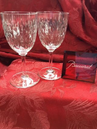 Flawless Exquisite Baccarat France Pair Paris Art Crystal Wine 6 3/4” Glasses