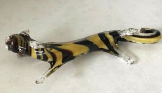 Mid - Century Murano Hand - Blown Glass Tiger by Barbini 5