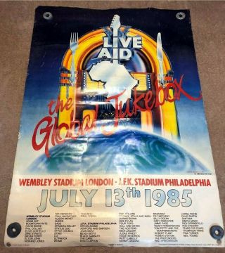 1985 Live Aid Poster Global Jukebox Queen Madonna Zeppelin Sabbath U2 Wham Who