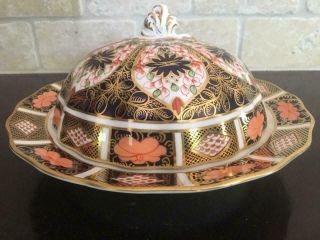 1128 Old Imari Fluted Covered Serving Bowl Dessert Dish Butter Royal Crown Derby