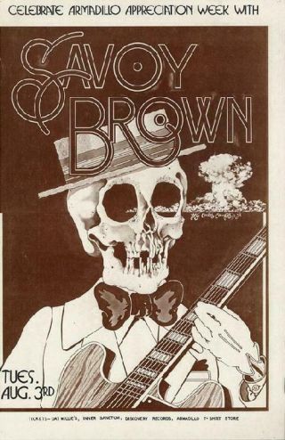 Savoy Brown Austin 1976 Armadillo Concert Poster Rare