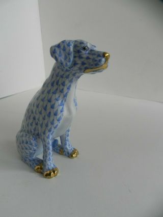 Herend Blue Fishnet Seated Dog As It Gets First Edition