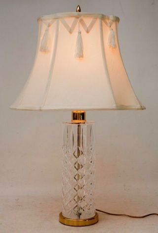 Vintage Large Waterford Cut Crystal Cylander Table Lamp Brass Base