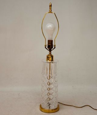 Vintage Large Waterford Cut Crystal Cylander Table Lamp Brass Base 2