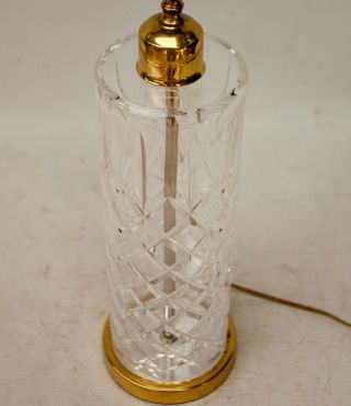 Vintage Large Waterford Cut Crystal Cylander Table Lamp Brass Base 5