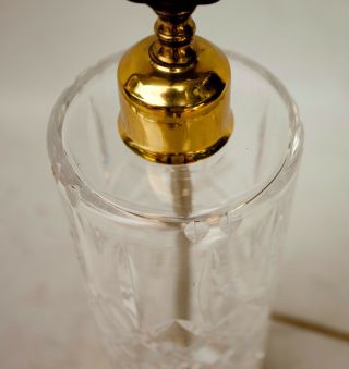 Vintage Large Waterford Cut Crystal Cylander Table Lamp Brass Base 6