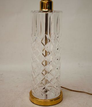 Vintage Large Waterford Cut Crystal Cylander Table Lamp Brass Base 7
