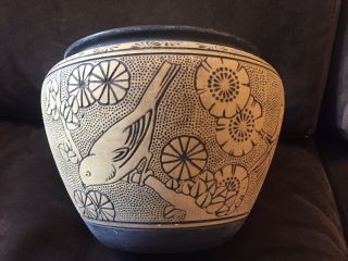 Weller Burntwood Large Arts & Crafts Pottery Vase Birds Design