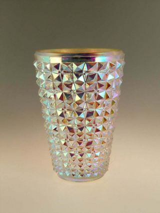 Mid Century Modern Glass Vase Iridescent Facets Faceted Hobnail Sklo 1960s Czech