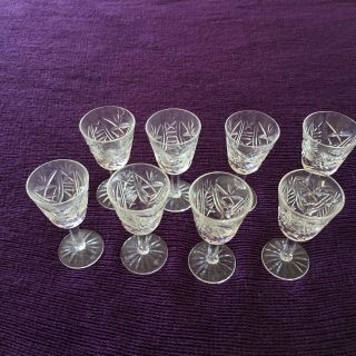 Set Of 8 Clare (cut) By Waterford Crystal 3 1/2 " Cordial Glasses Retired