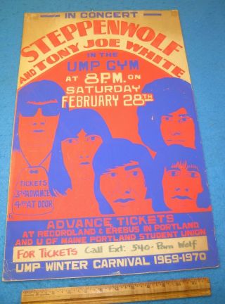 Orig 1970 Steppenwolf 14x22 Concert Poster Univ Maine Winter Carnival Portland