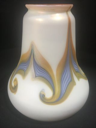2 Of 3 Quezal Art Glass Pulled Feather lamp shade.  Steuben,  Durand. 5