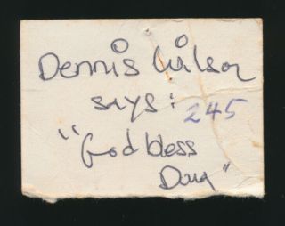 Beach Boys Vintage 1962 / Early 1963 Era Dennis Wilson Full Name Autograph