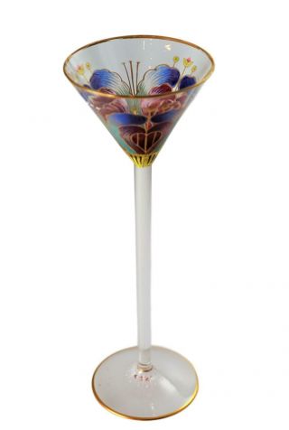 Theresienthal Meyrs Neff Art Nouveau Bohemian Enameled Art Glass Cordial
