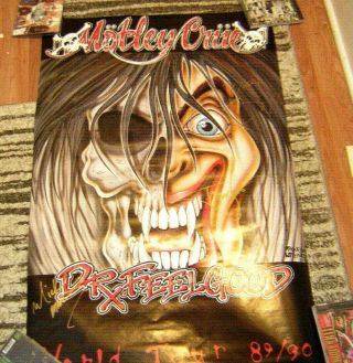 Motley Crue Signed Poster Dr.  Feelgood Tour Poster 1989 4 Band Members