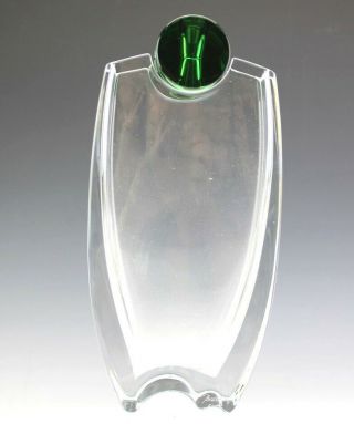 Signed Baccarat Fine French Art Glass Crystal Oceanie Vase W Green Frog Nr Sms