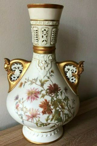 Lovely Large Antique Royal Worcester Hand Painted Vase